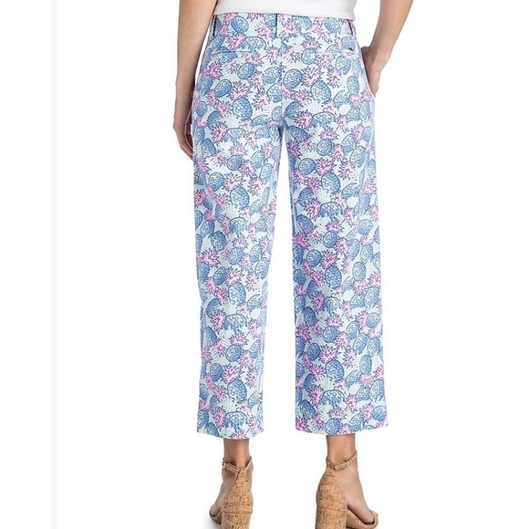 🆕 Vineyard Vines Linen Blend Pineapple Cropped Pants - Picture 2 of 13